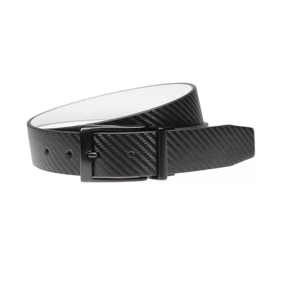 NIKE MENS LEATHER TEXTURED REVERSIBLE GOLF‎ BELT BLACK/WHITE SIZE:  40 - Picture 1 of 5